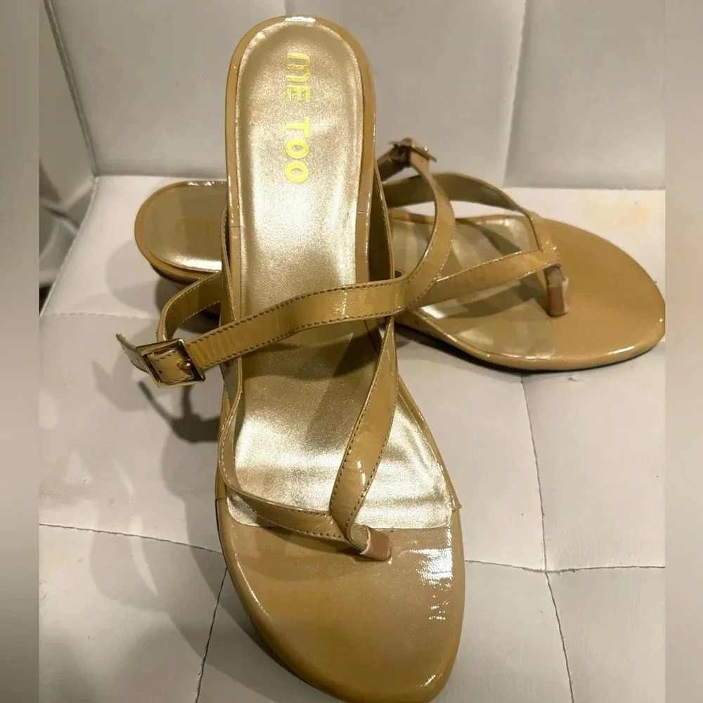 me too strappy & wedges tan cream upper leather sandles 11M